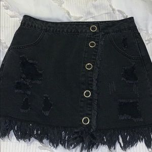 Black denim skirt